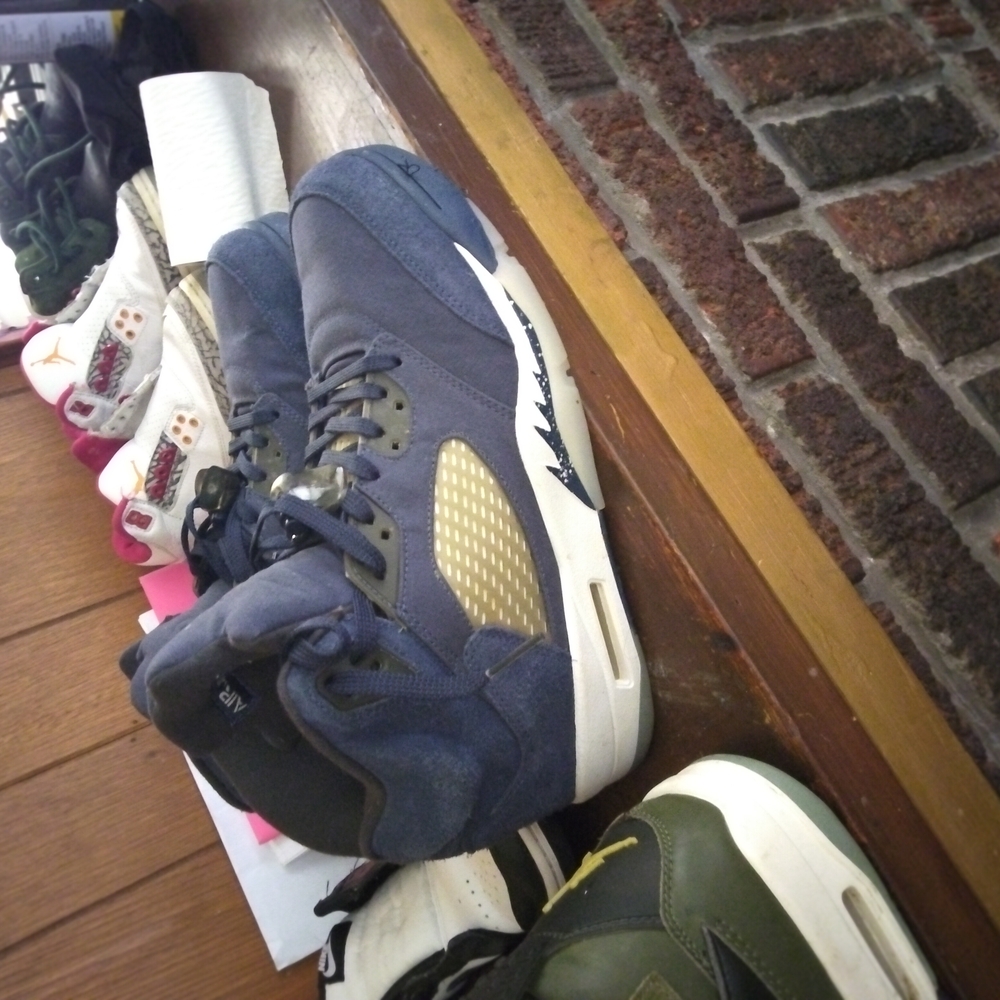 Blue and Gold High-Top Sneakers